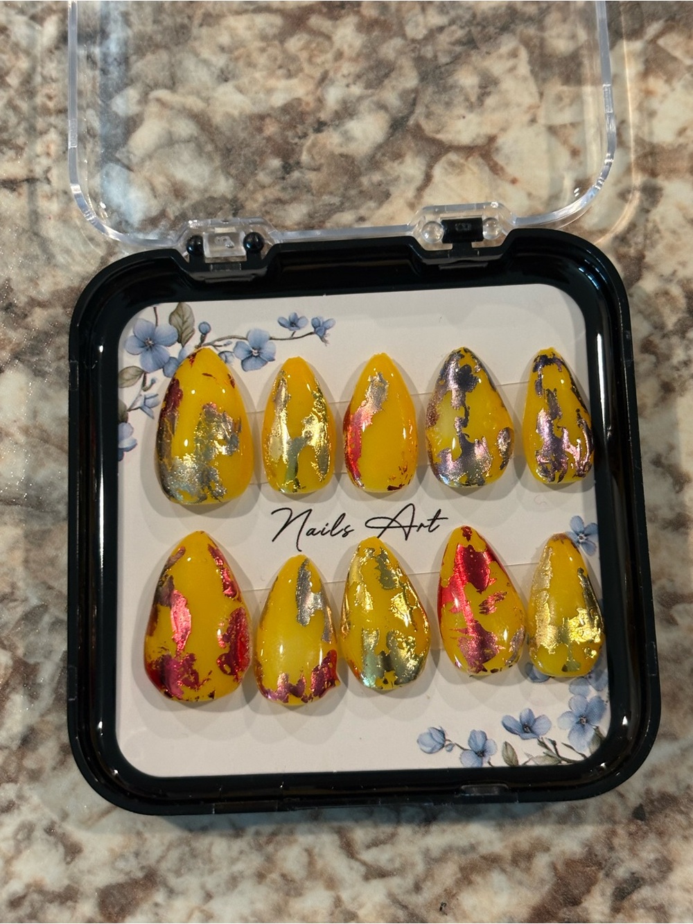 Bold Yellow Foil Press-On Nails